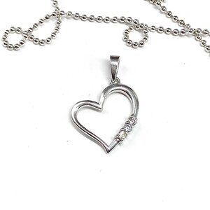 Elegant Sterling Silver Pendant Open Heart Pendant